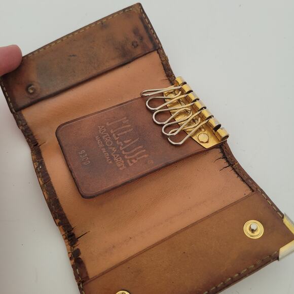 ALVIERO MARTINI 1° CLASSE Wallet Key Case Geo 6 hooks Holder Map Leather Italian - Picture 3 of 10